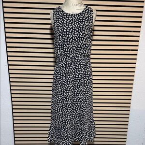 J.Crew Navy Floral Sleeveless Dress Size 10 – Ruffle Hem Midi Dress